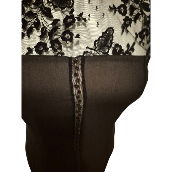 Maggy London VTG 20s Style Silk Chiffon Lace Fit & Flare Midi Dress Black Sz 2/4 - Picture 2 of 7